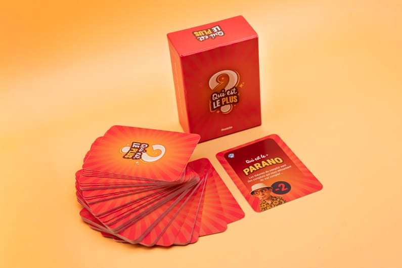 Création graphique du jeu de cartes - graphisme jeu de société - Qui est le + ?